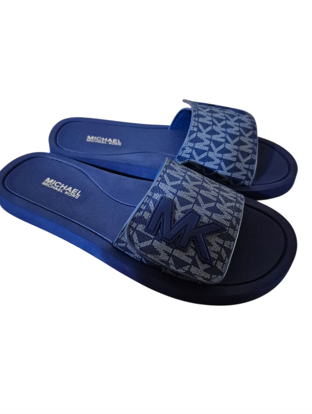 Michael Kors NWT Palmer Cobalt Signature Logo Slide Sandals Size 5 - Picture 2 of 4